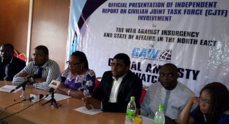 Members of the Global Amnesty Watch during the press briefing