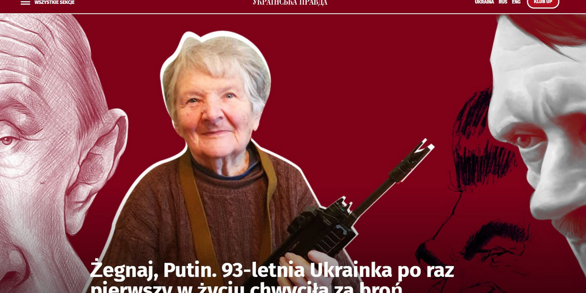 Wojna w Ukrainie. 93-latka z karabinem automatycznym będzie bronić Ukrainy.