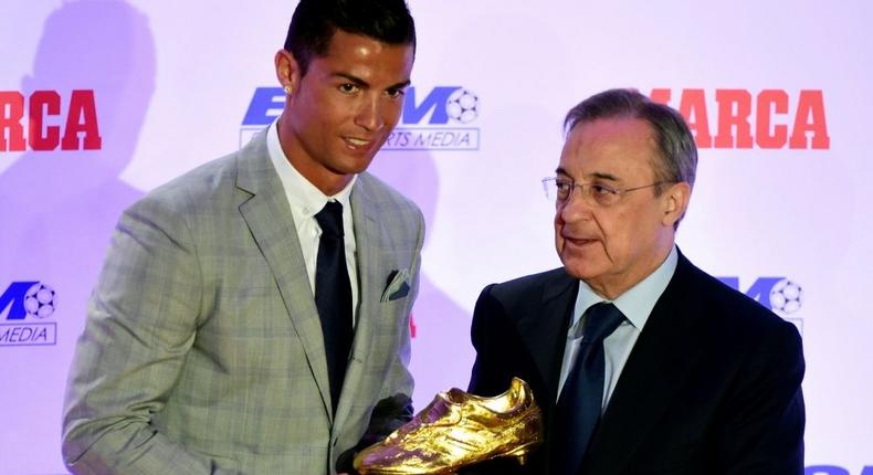 'He is mad': Florentino Perez handed Cristiano Ronaldo a fourth European Golden Shoe  in October 2015 Creator: JAVIER SORIANO