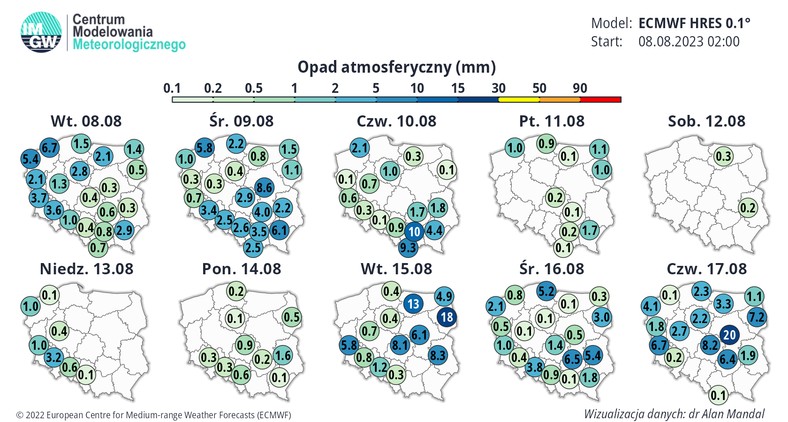 Od jutra opadów zapowiadamy zdecydowanie mniej