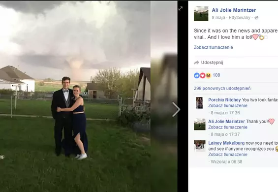 Para zrobiła sobie nietypowe zdjęcie. W tle... tornado
