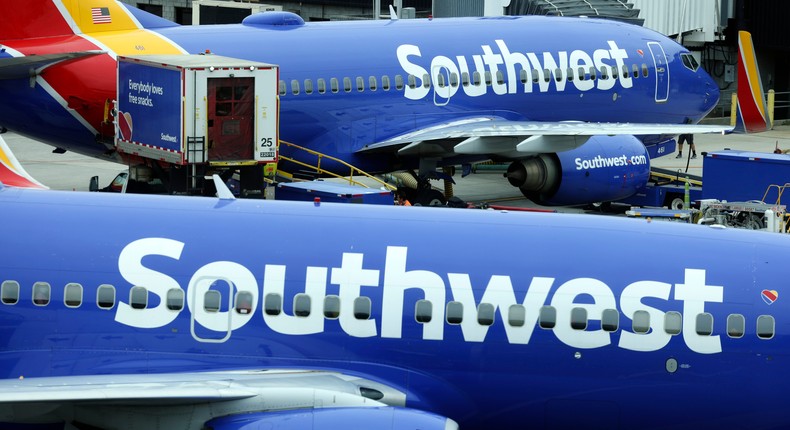 Southwest Airlines flight attendants are being attacked by exploding soda cans.Kevin Dietsch/Getty Images