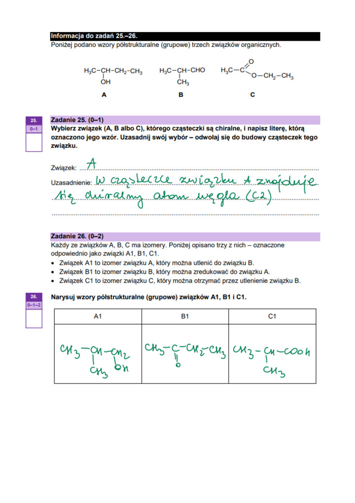Rozszerzona matura z chemii 2023 - rozwiązanie zad. 25 i 26