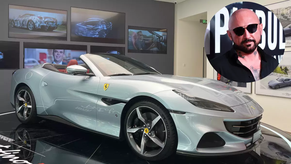 Patryk Vega był widziany na ulicach Warszawy w srebrnym Ferrari Portofino M (fot. Jack Skeens/Shutterstock, Radek Pietruszka/PAP)