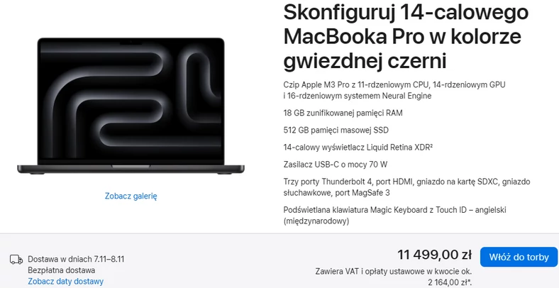 Tyle kosztuje najtańszy nowy MacBook Pro 14, do którego można podłączyć dwa monitory.