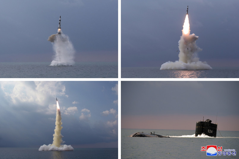 Odpalenie rakiety z pokładu północnokoreańskiego okrętu podwodnego