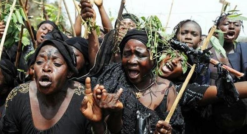 Nigerian women protesting