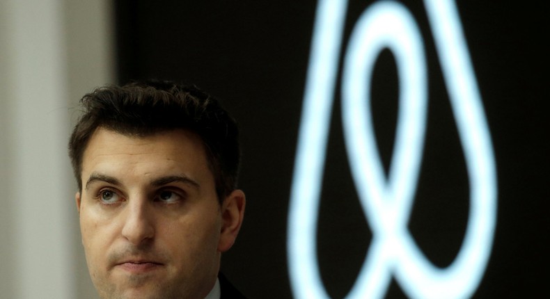 Brian Chesky, CEO and Co-founder of Airbnb, speaks to the Economic Club of New York at a luncheon at the New York Stock Exchange (NYSE) in New York, U.S. March 13, 2017. REUTERS/Mike Segar