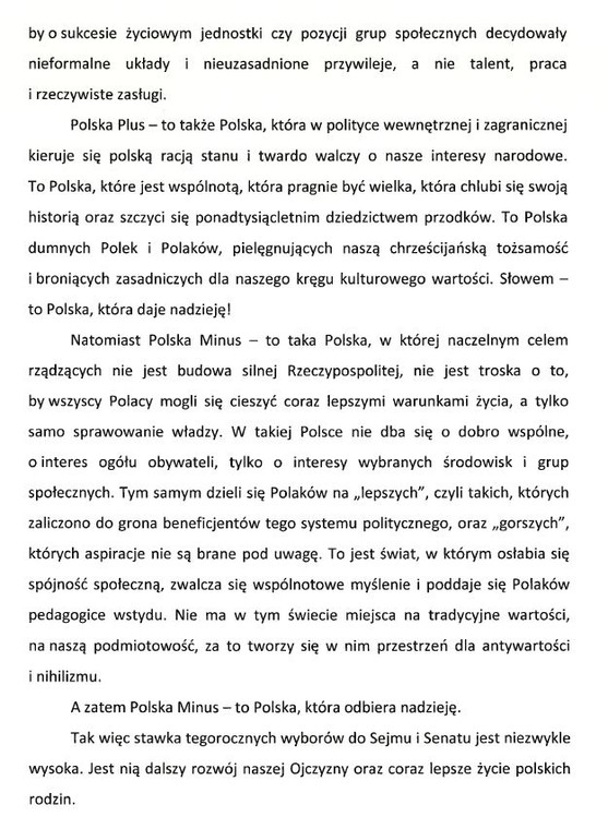 List prezesa PiS do sympatyków partii