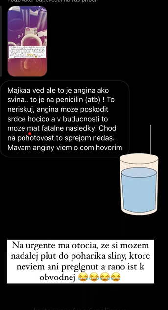 Reakcia, ktorá prišla Zelinovej na sociálnej sieti ohľadom toho, ako sa má zachovať, keď je aktuálne chorá.