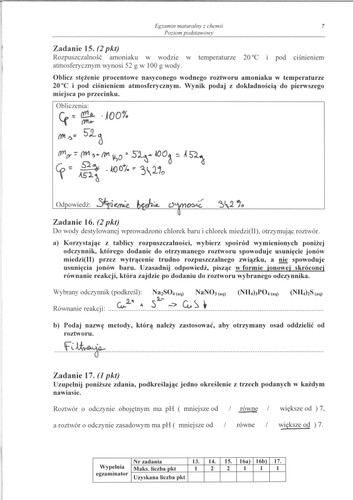 Matura z chemii - rozwiązania do poziomu podstawowego