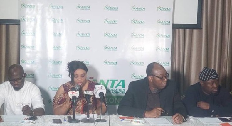 Mrs Susan Akporiaye, National President of the National Association of Nigeria Travel Agencies (NANTA) during a press briefing in Lagos, on Friday.