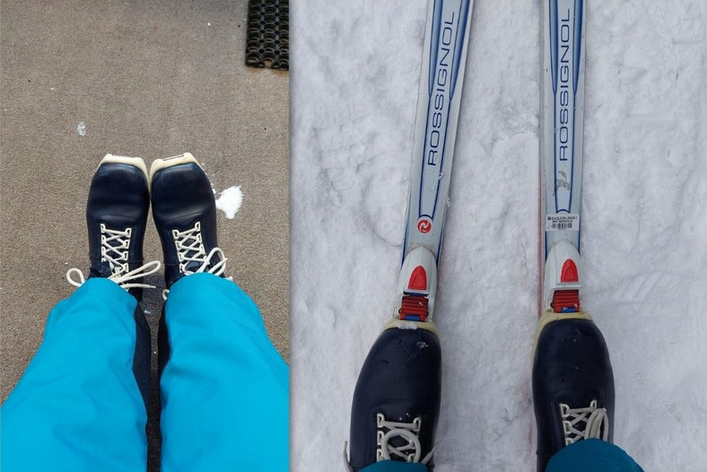 Wpięcie butów do nart jest bardzo proste