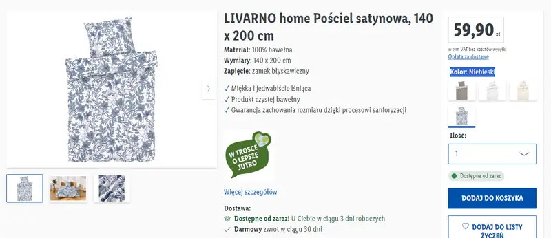 Lidl pościel satynowa