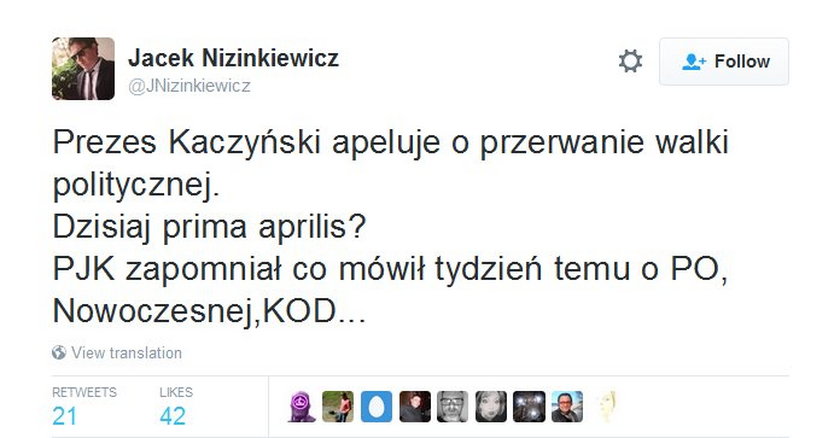 Jarosław Kaczyński ogłasza rozejm