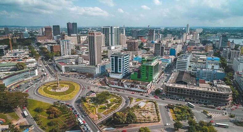 Vue aérienne du quartier d’affaires du Plateau, à Abidjan/Macareux/ANDBZ/ABACAPRESS.COM