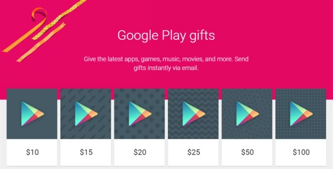 Cyfrowe karty podarunkowe na razie są dostępne tylko w amerykańskim Google Play