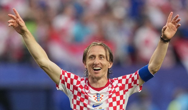 Luka Modrić slavi pobedu nad reprezentacijom Gane | Foto: Reuters