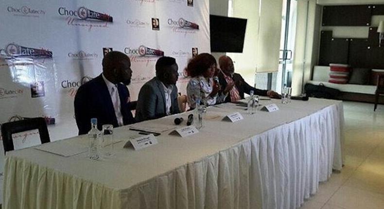 Lanre Olusola, Mo Abudu, M.I and Audu Makori at the Chocolate City Unsigned press conference