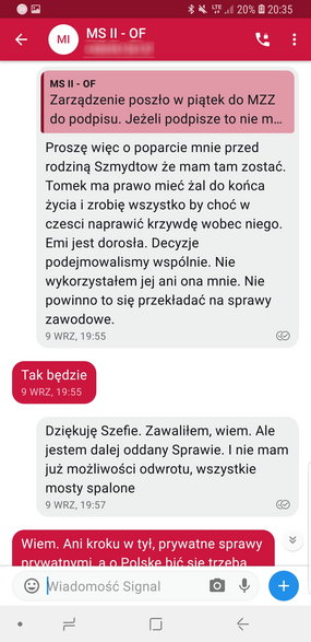 Screen rozmowy Arkadiusza Cichockiego z Łukaszem Piebiakiem