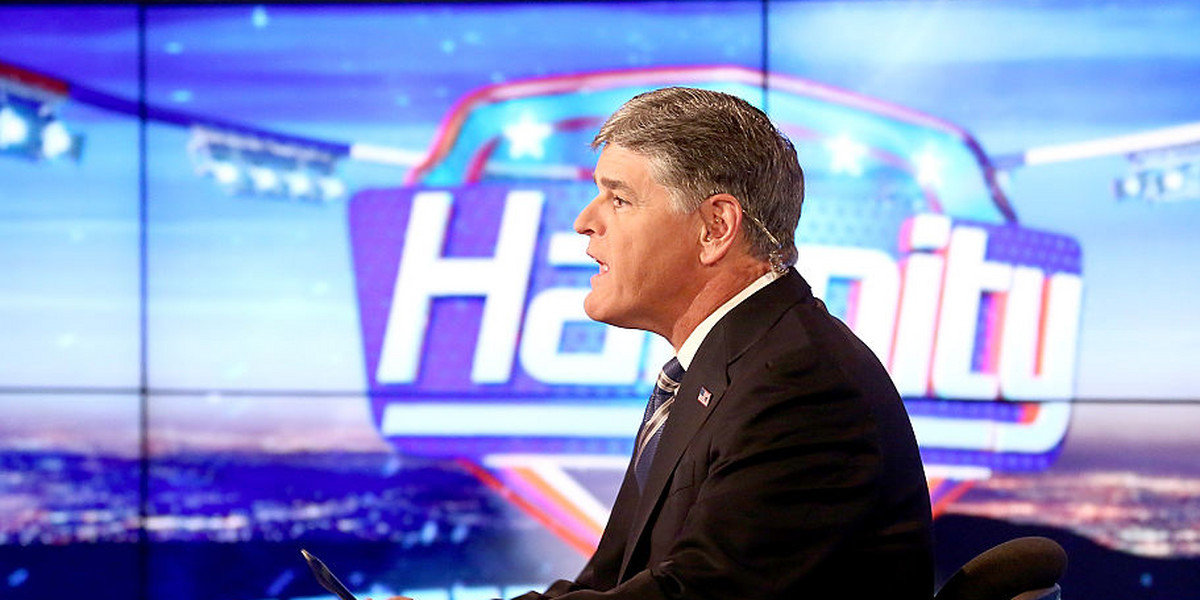 Sean Hannity on the set of FOX News Channel's 'Hannity' at FOX Studios on August 31, 2015 in New York City.
