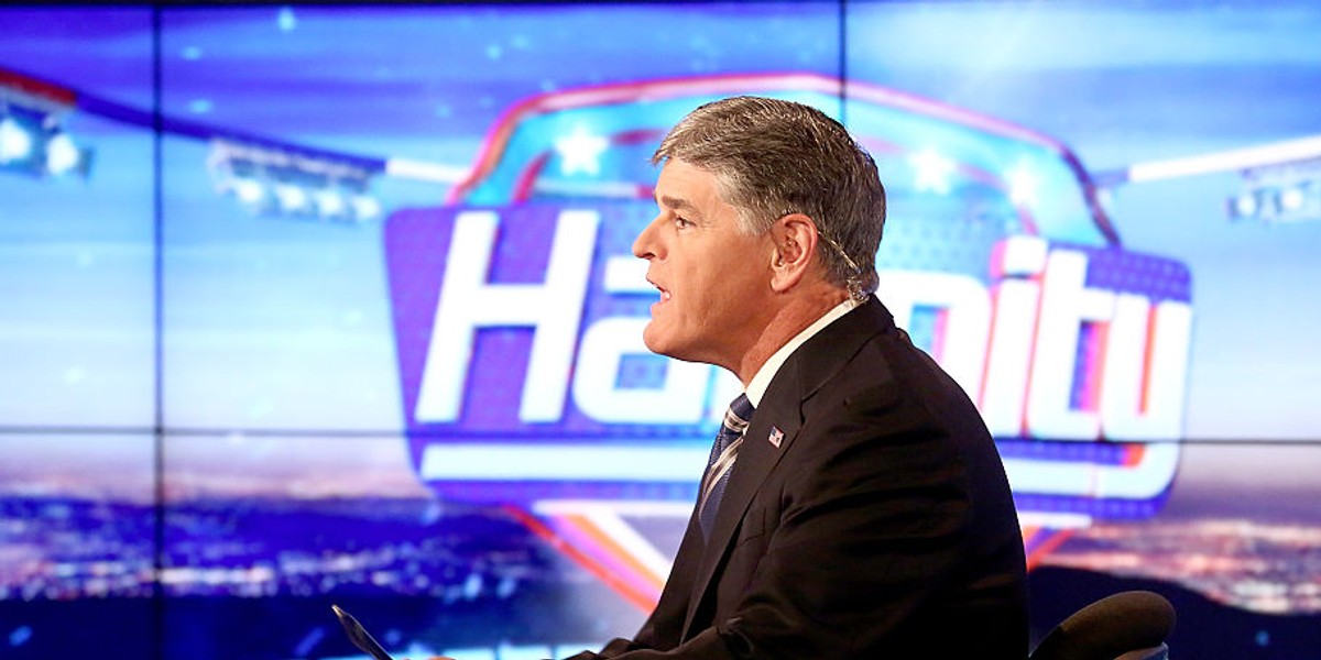 Sean Hannity on the set of FOX News Channel's 'Hannity' at FOX Studios on August 31, 2015 in New York City.