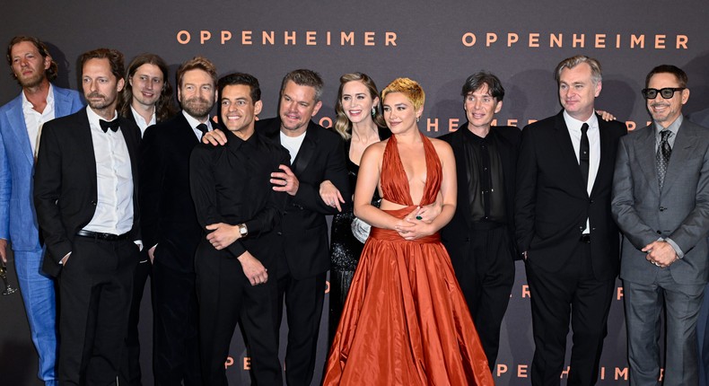 The cast of Oppenheimer walked the red carpet before leaving the premiere in solidarity with the SAG-AFTRA strike.Gareth Cattermole/Getty Images