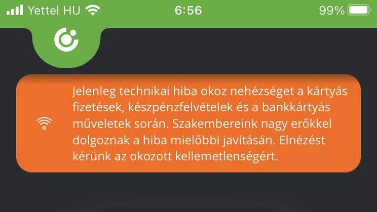 A hibáról az applikációban is írtak