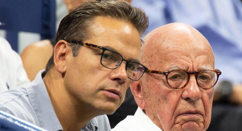 Lachlan Murdoch and Rupert Murdoch at Day 10 of the US Open held at the USTA Tennis Center on September 5, 2018 in New York City.