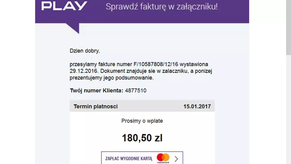 Nowa fala fałszywych faktur - na celowniku klienci Play