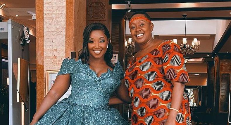 Actor Catherine Kamau Karanja with Murang'a Woman Representative Sabina Chege in a photo posted on April 23, 2022