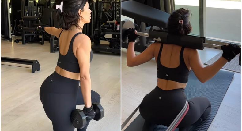 Kim Kardashian took to Instagram Sunday morning to share her 5-step weight-based workout routine.Kim Kardashian/Instagram