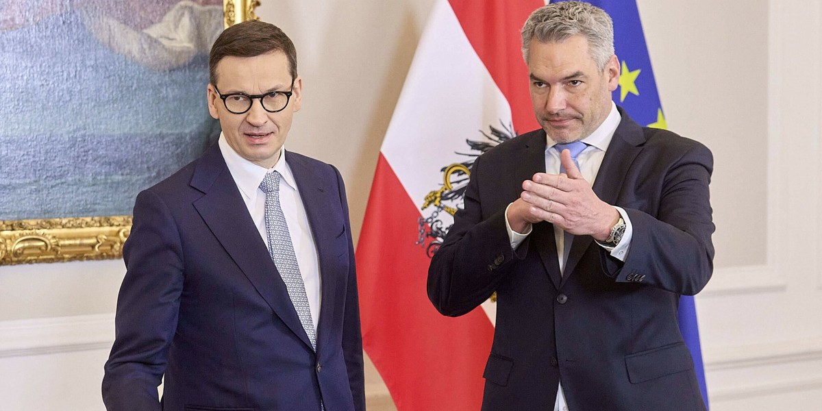 Premier Mateusz Morawiecki i kanclerz Austrii Karl Nehammer