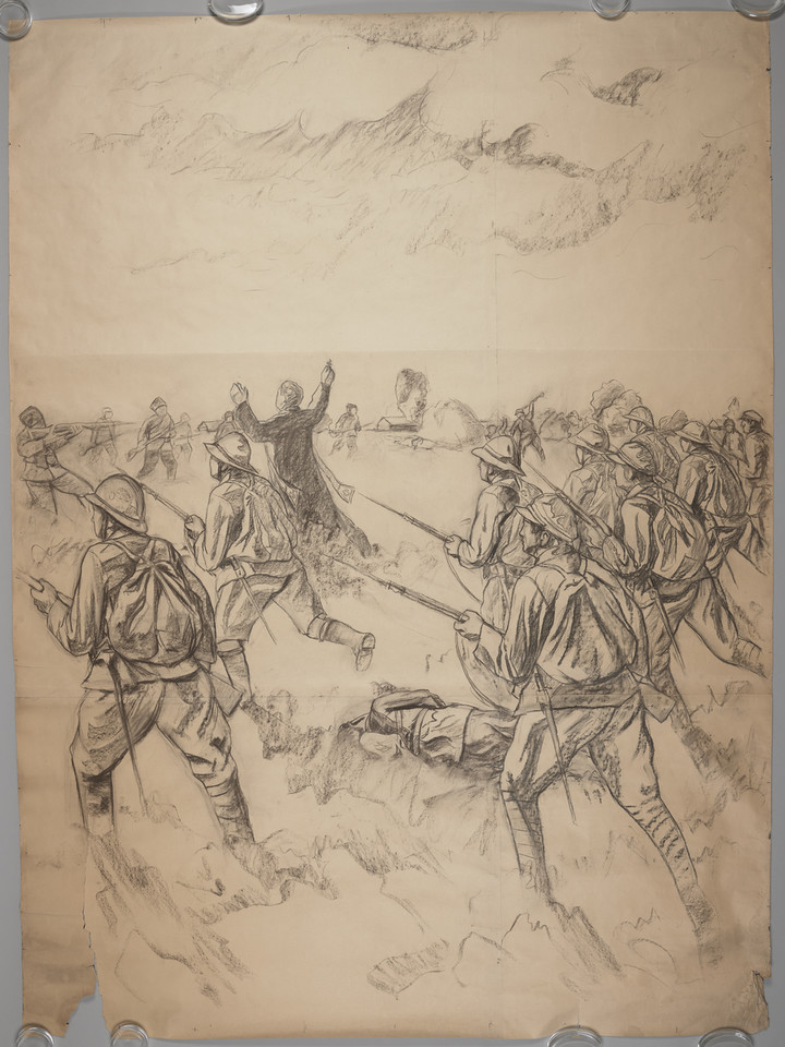 Wiktor Gutowski - "Żołnierze idący do ataku" – szkic do obrazu "Ksiądz Skorupka" (1933)