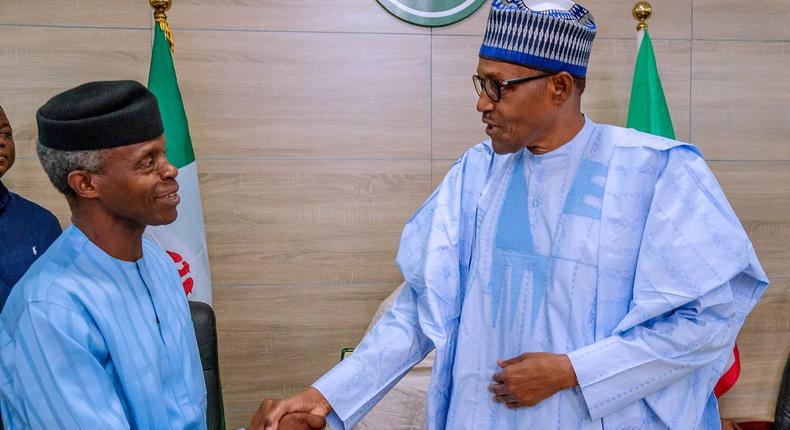 President Muhammadu Buhari with his Vice, Prof. Yemi Osinbajo are reportedly on a war path in recent times (Twitter/@MBuhari)