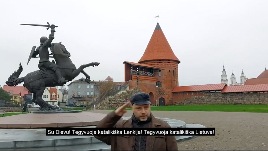Šarūnas Pusčius na filmie nagranym z okazji Święta Niepodległości w Polsce Kowno, 11 listopada 2020, fot. Facebook 