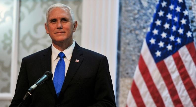 US Vice President Mike Pence speaks to the press in Podgorica, Montenegro, on August 2, 2017