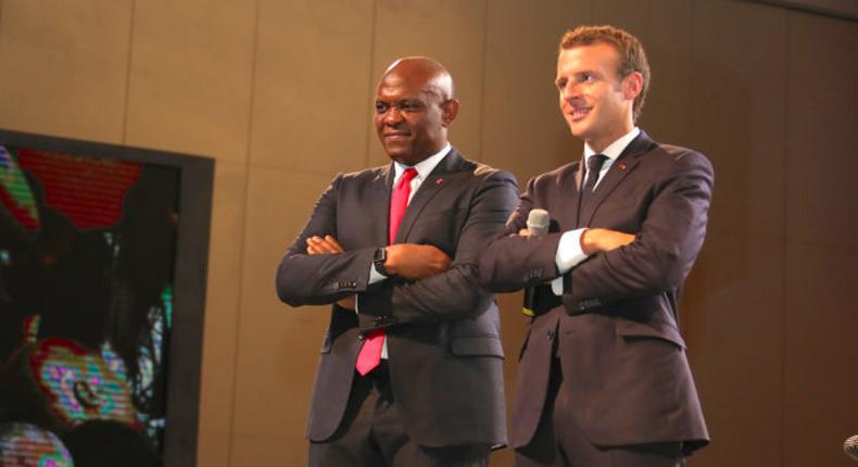 Nigerian entrepreneur, Tony Elumelu and France President, Emmanuel Macron