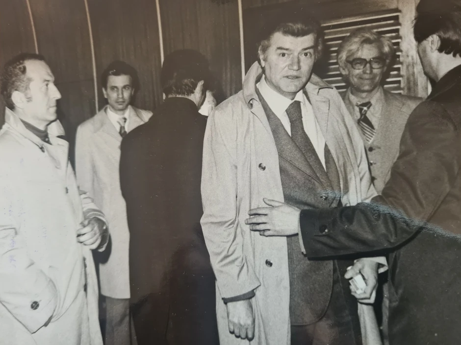 Stevan Raičković sa Brankovim kolom na Goranovom proljeću 1978. sa glumcima SNP-a Tomislavom Jovanovićem, Tomislavom Kneževićem i Vladom Matićem
