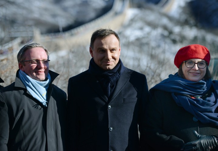 Krzysztof Szczerski, Andrzej Duda, Małgorzata Sadurska na Wielkim Murze Chińskim