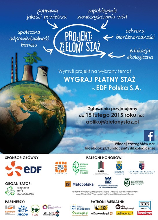 Plakat promujący II edycję akcji "Projekt: Zielony Staż"