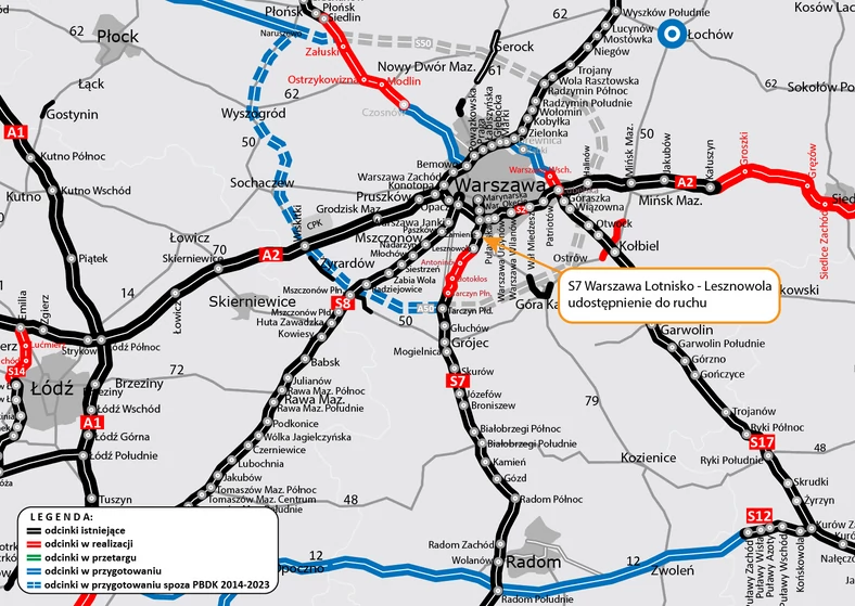 S7 Lotnisko - Lesznowola - mapa