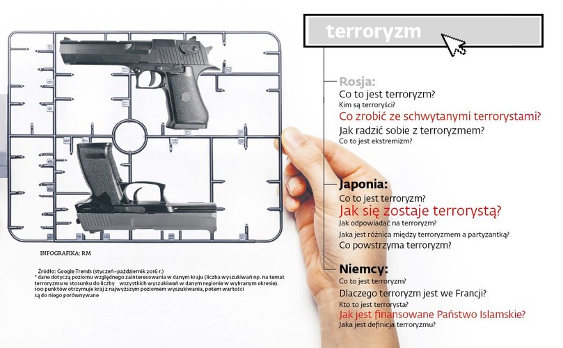 Częste są też pytania, czy dany kraj jest zagrożony terroryzmem (Polska), jak uchodźcy wpływają na zmiany w języku (Niemcy) i dlaczego Francja jest celem terrorystów (Francja), obok tych podstawowych: „Kto to jest uchodźca?”, „Co to jest terroryzm?” i „Kiedy są wybory w USA”. – Na tym tle pozytywnie wyróżnia się Polska.