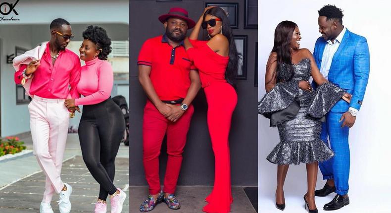 Popular Ghanaian celebrity couples, Okyeame Kwame and Annica Nsiah-Apau, Selly Galley with Praye Tietia and Medikal with Fella Makafui