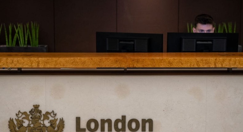 A reception desk at London Stock Exchange on August 29, 2019 in London, England