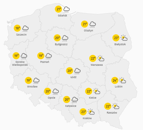 Prognoza temperatury w niedzielę 4 września