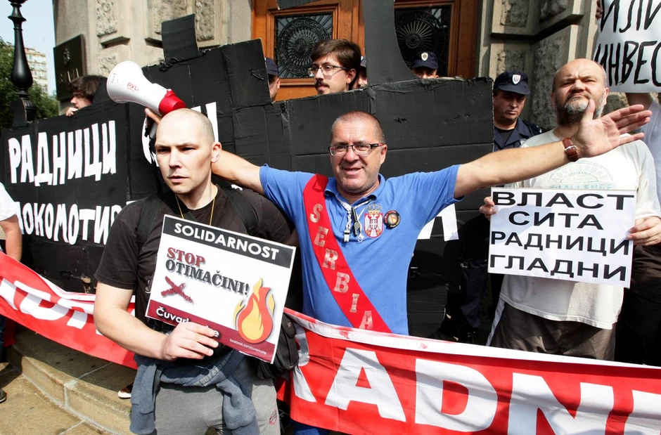 Radnici "Goše" na prorestu ispred Vlade (arhiva)