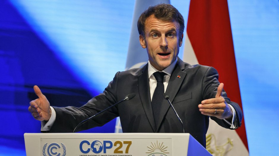 Prezydent Francji Emmanuel Macron na szczycie klimatycznym COP27