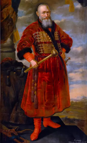 Stefan Czarniecki w czerwonym kontuszu, obraz autorstwa Brodero Matthiesena