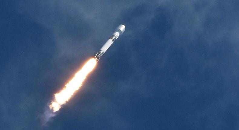 A SpaceX Falcon 9 rocket carrying a batch of 56 Starlink internet satellites being launched from a Space Force Station in Cape Canaveral, Florida, on March 24, 2023.SOPA Images/Getty Images